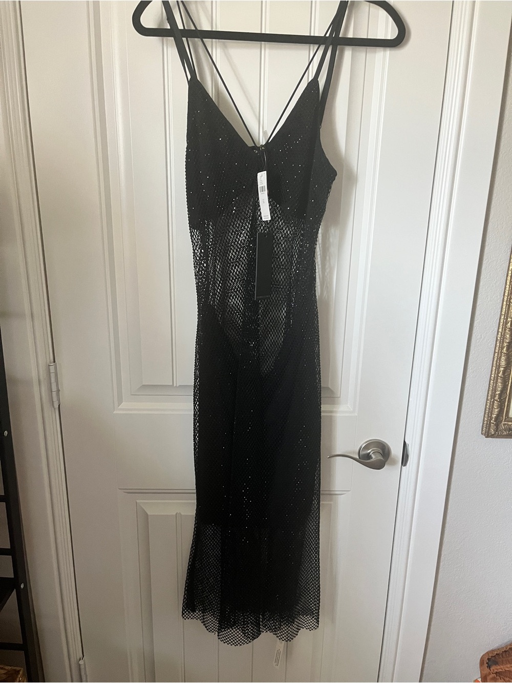 Anthropologie NwT Caballero Black Mesh Slip Dress with built in layer - Picture 5 of 11